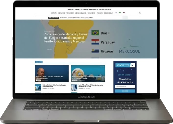 Aduana News on a laptop